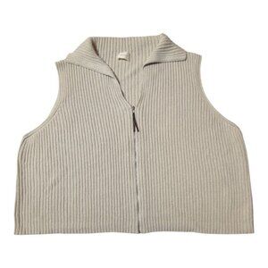 Poetry Zipped Sleeveless Sweater Ribbed Ivory Sleeveless Zip Up Vest Size US 18